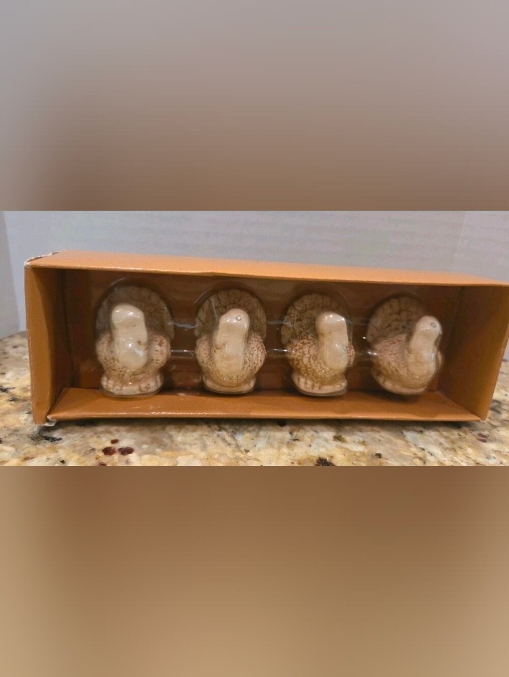 Crate & Barrel Thanksgiving Turkey Salt & Pepper Shakers 1.5" (2 Sets) NEW NIP
